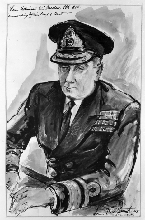 Esquisse de Victor Gabriel Brodeur en tant que contre-amiral et commandant de la région de la côte Pacifique